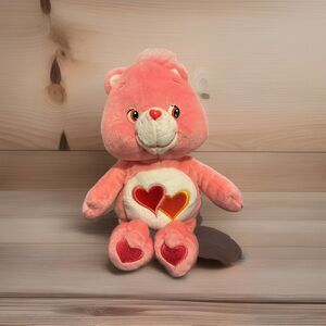 Vintage 2002 Care Bears Pink Love A Lot Bear 8" Plush Stuffed Animal Play Along
